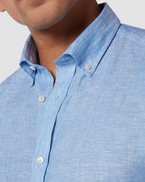 Blue Crackle Linen Shirt