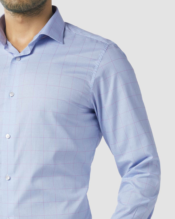 Wrinkle Resistant Blue Glen Plaid Checks Shirt