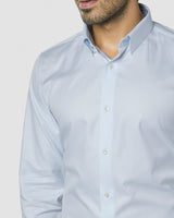 Wrinkle Resistant Marina Blue Herringbone Shirt
