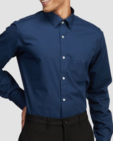 Navy Stretch Poplin Shirt
