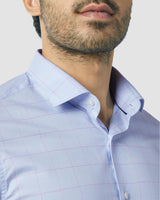 Wrinkle Resistant Blue Glen Plaid Checks Shirt
