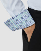 Wrinkle Resistant Marina Blue Herringbone Shirt
