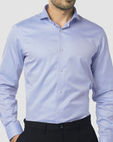 Wrinkle Resistant Premium Medium Blue Herringbone Shirt