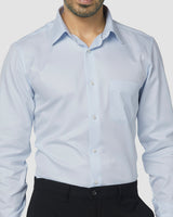 Wrinkle Resistant Light Blue Herringbone Shirt