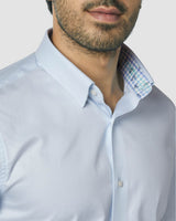 Wrinkle Resistant Marina Blue Herringbone Shirt
