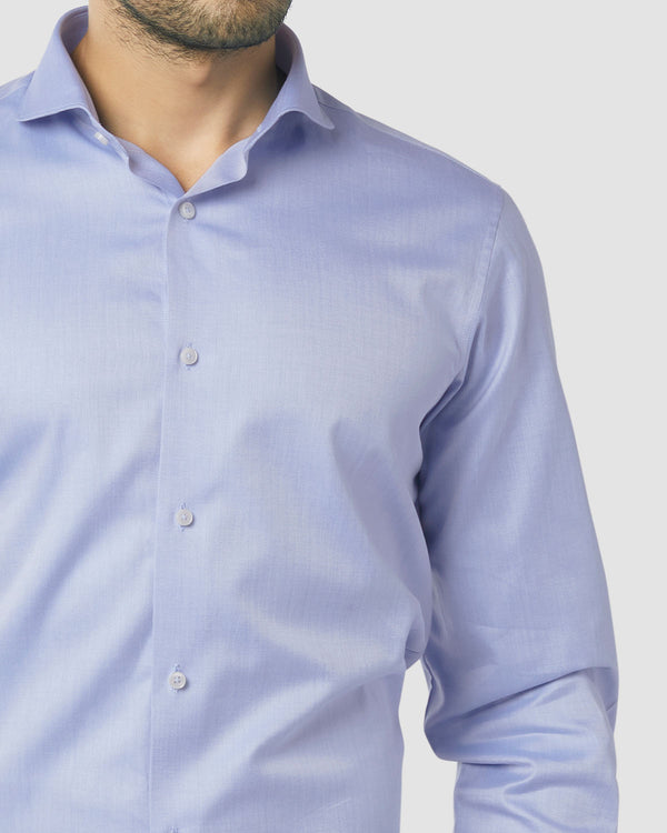 Wrinkle Resistant Premium Medium Blue Herringbone Shirt