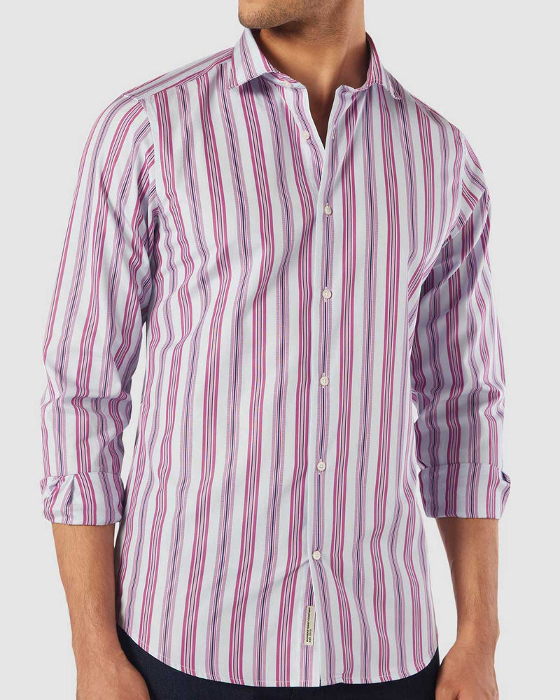 Thomas Mason Pink Seltzer Striped Shirt