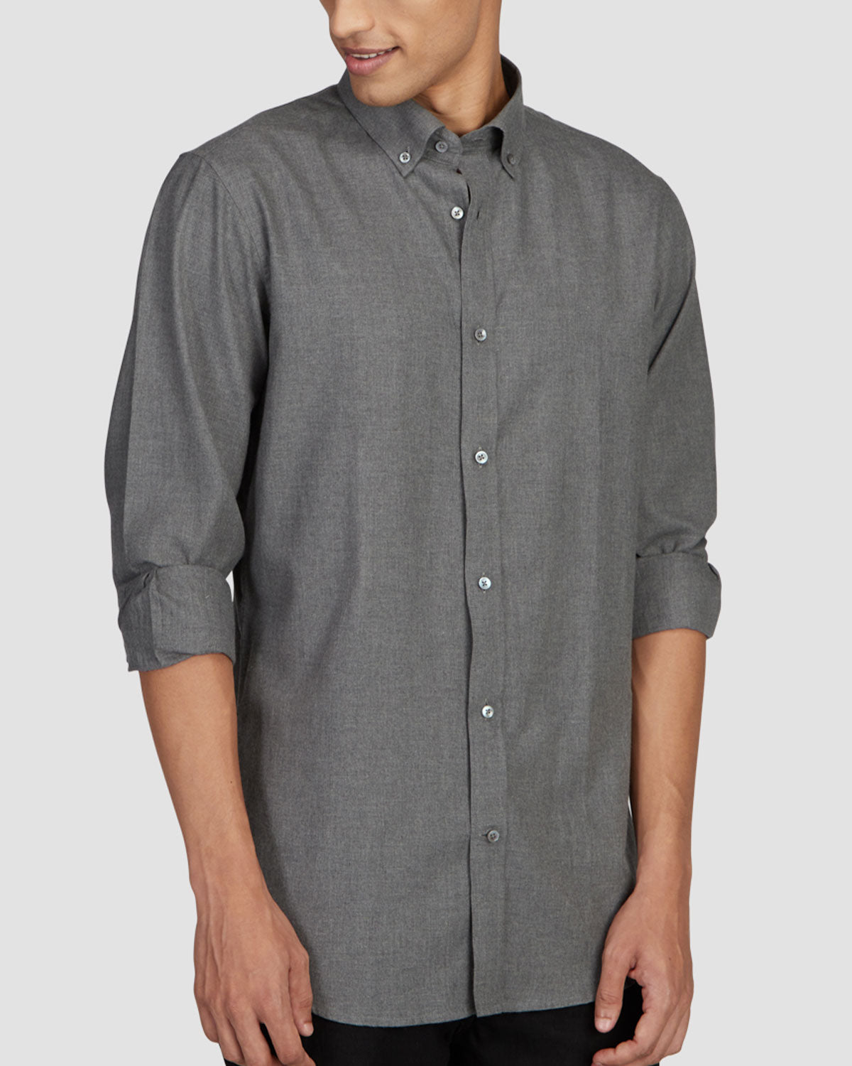 Charcoal Grey Brushed Twill Shirt