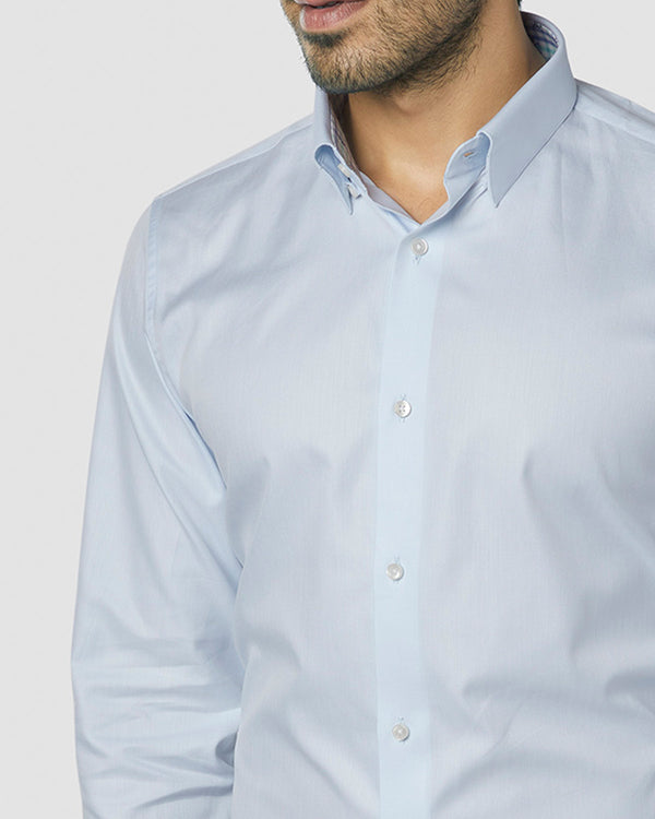 Wrinkle Resistant Marina Blue Herringbone Shirt