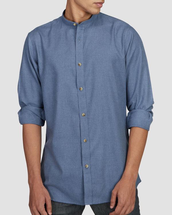 Metal Blue Brushed Twill Shirt