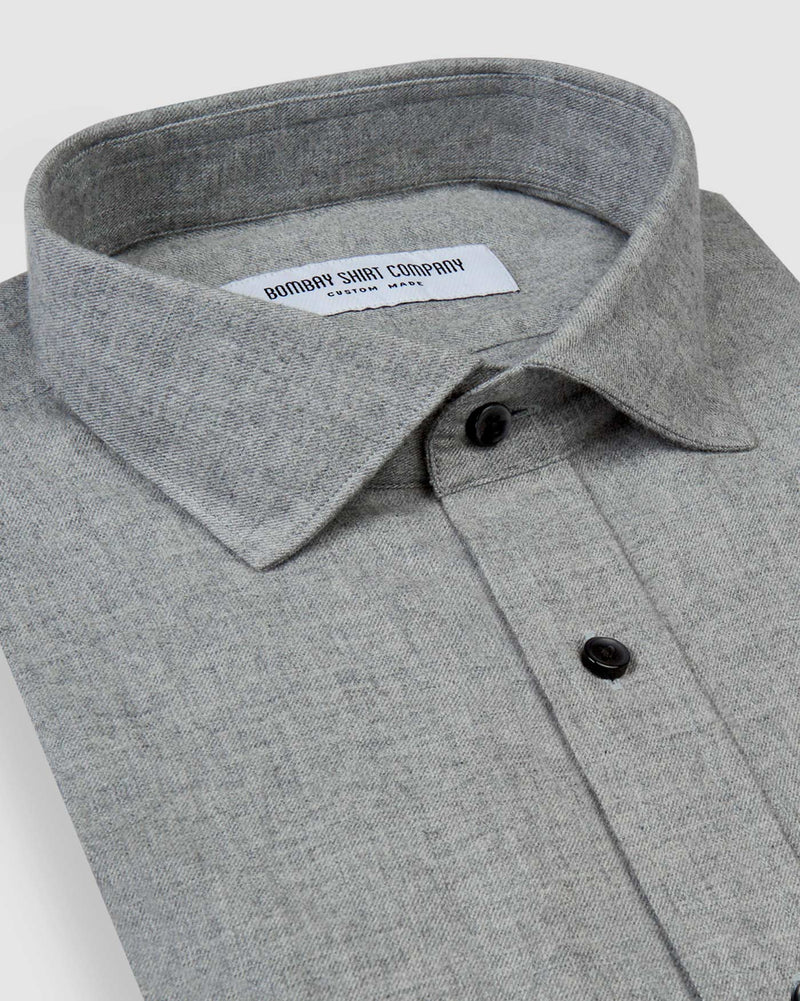 Japanese Grey Solid Brushed Twill