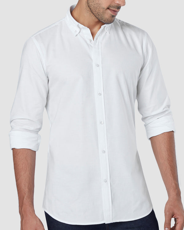 White Vintage Washed Oxford Shirt