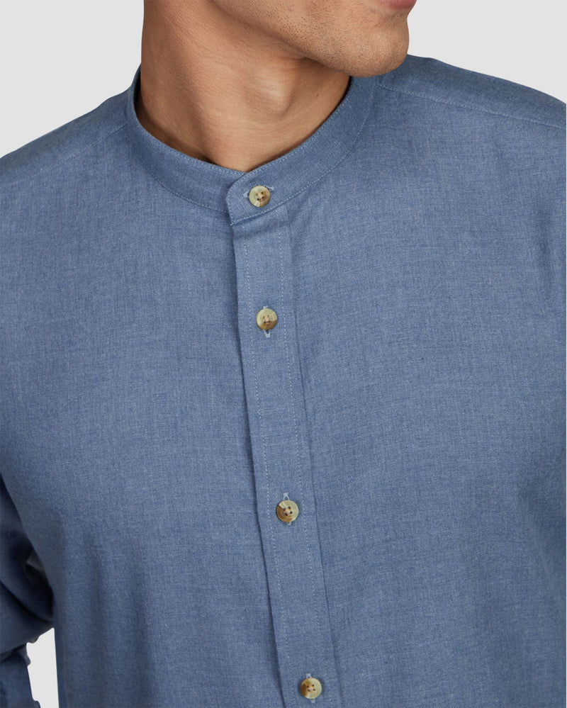 Metal Blue Brushed Twill Shirt