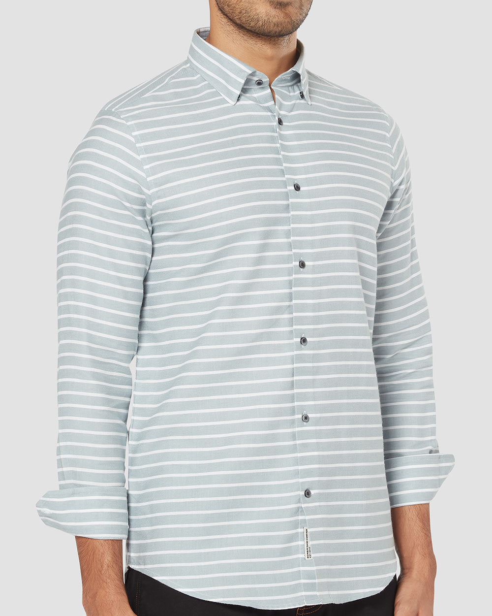 Mushroom Grey Brushed Striped Shirt