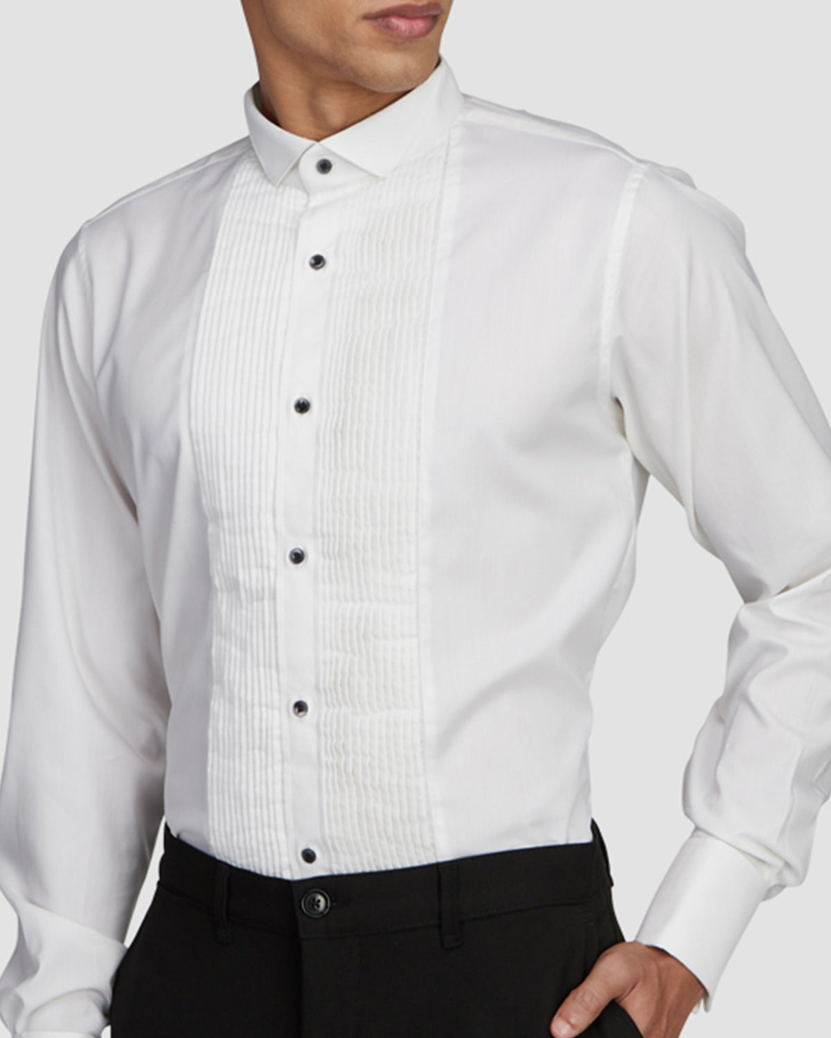 Ice White Tuxedo Stretch Twill Shirt