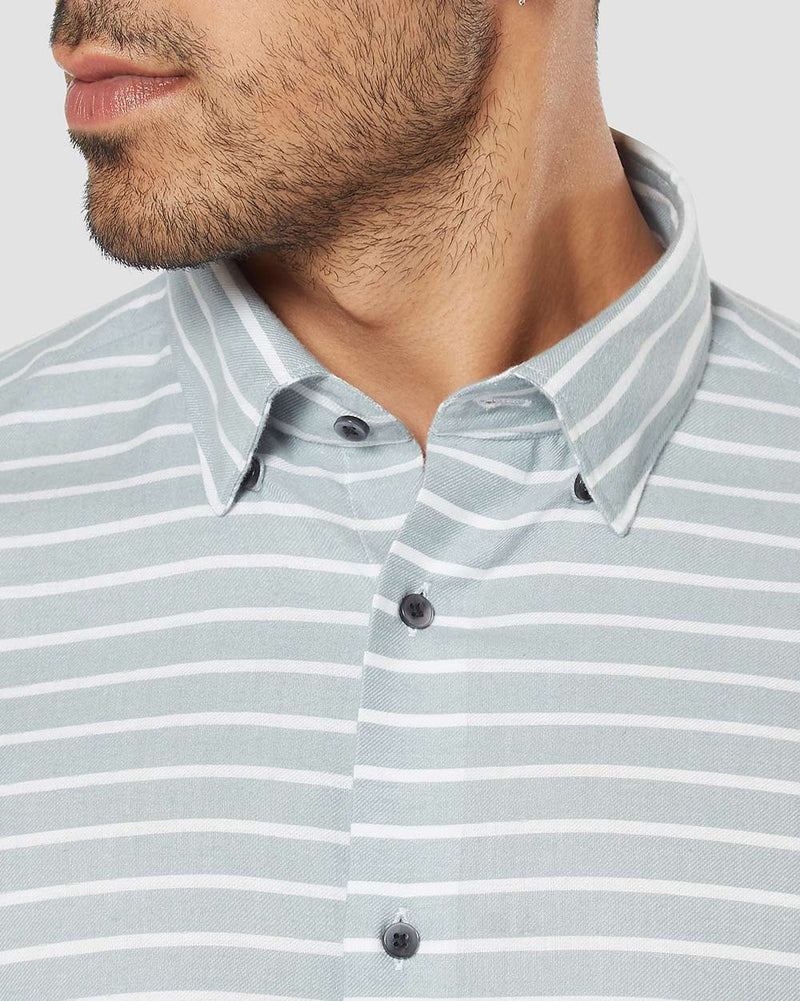 Mushroom Grey Brushed Striped Shirt