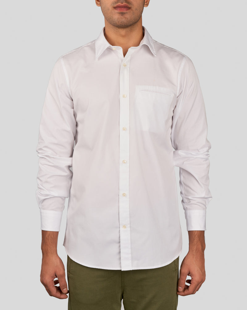 Feather White Welted Pocket Shirt