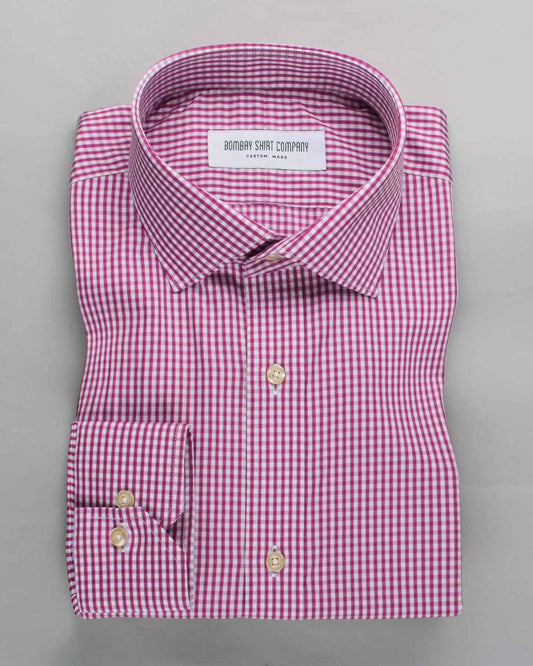 Wrinkle Resistant Raspberry Micro Checks Shirt
