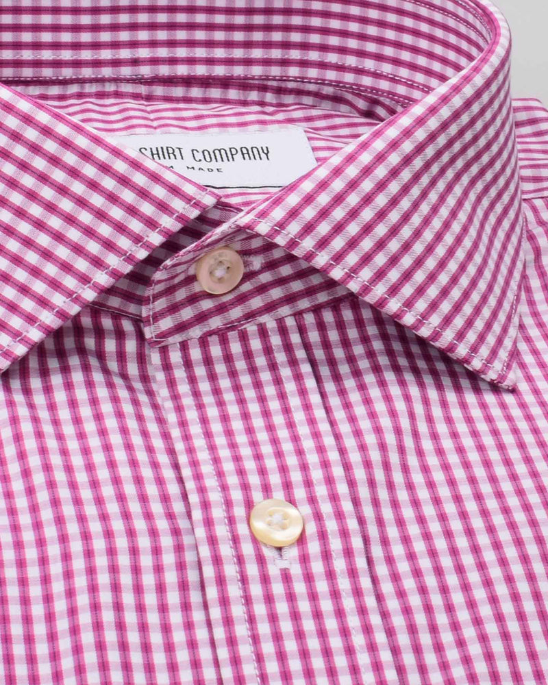 Wrinkle Resistant Raspberry Micro Checks Shirt