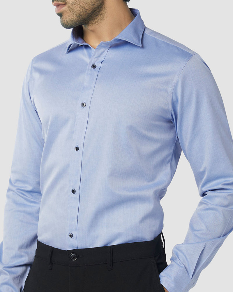 Wrinkle Resistant Premium Azure Herringbone Shirt