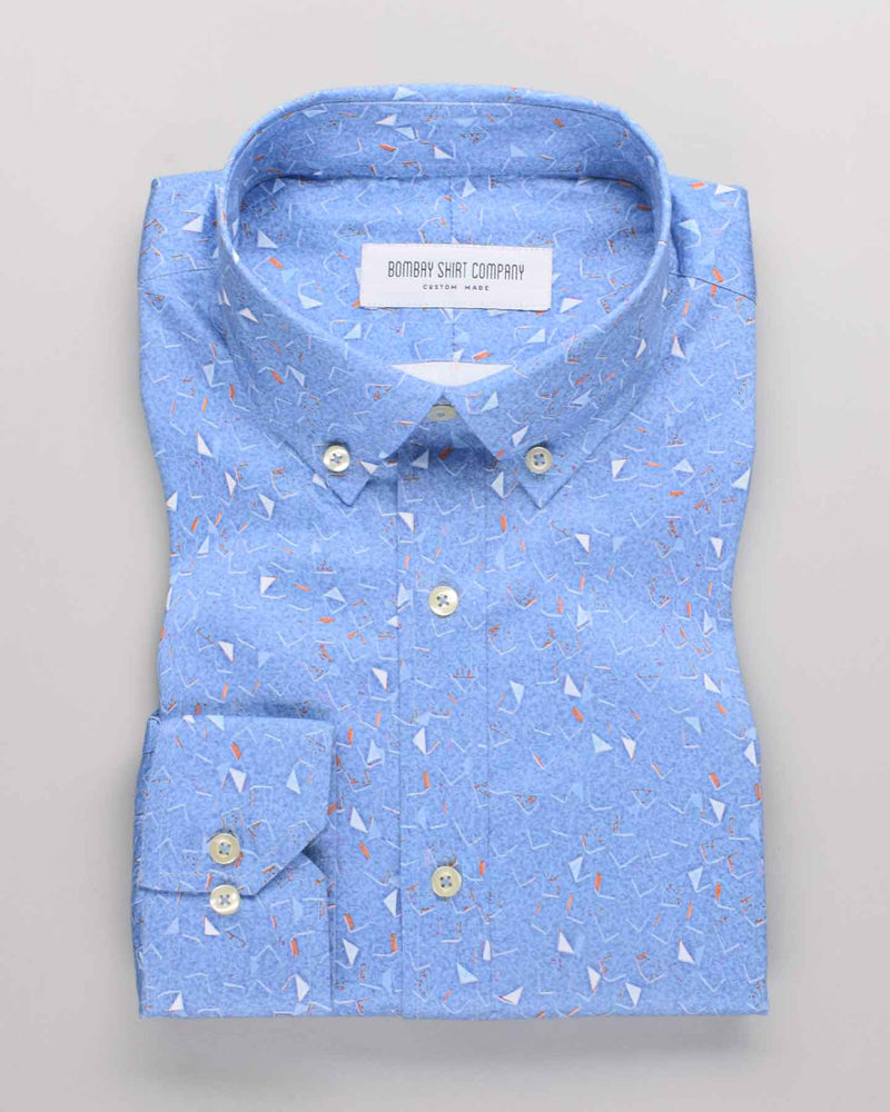 Blue Summer Print Shirt