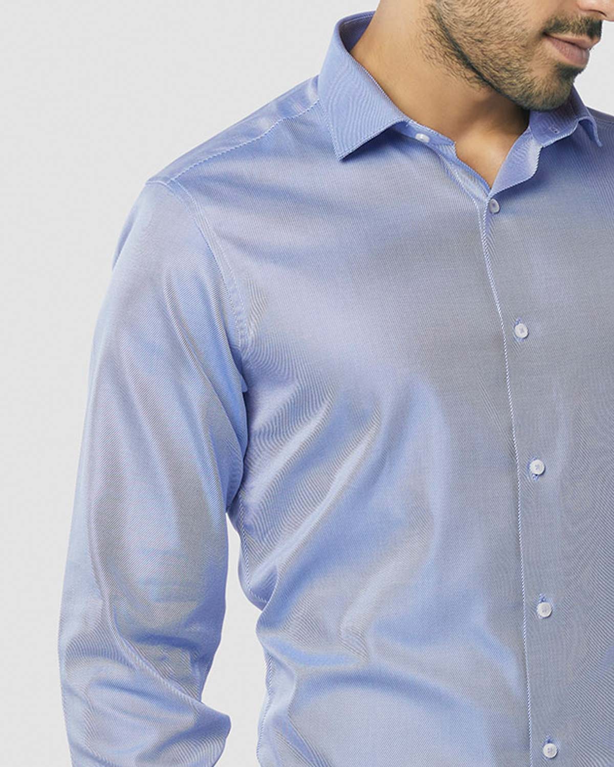 Wrinkle Resistant Medium Blue Twill Shirt