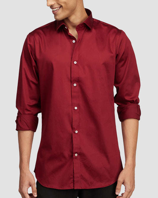 Merlot Stretch Satin Shirt