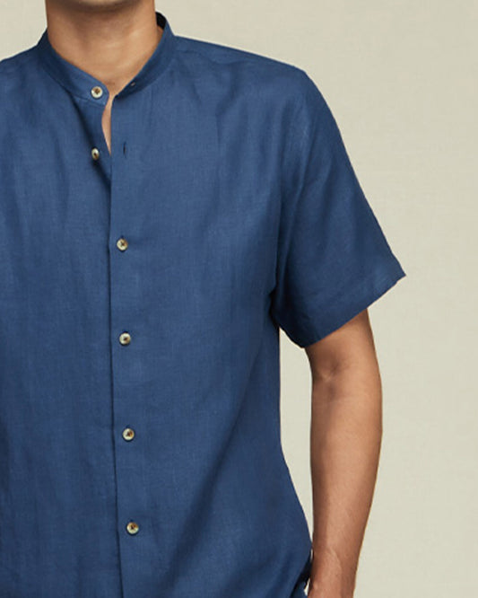 French Navy Linen Shirt