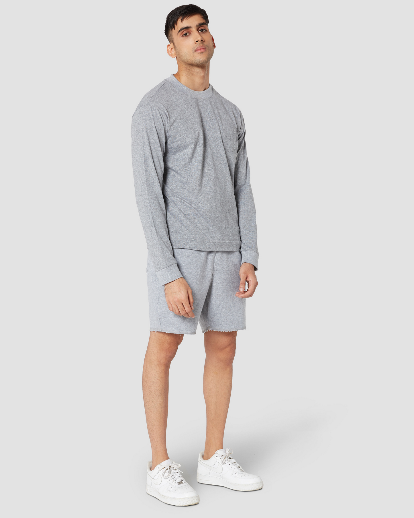 Retro boxing Grey Melange Long Sleeves T-Shirt