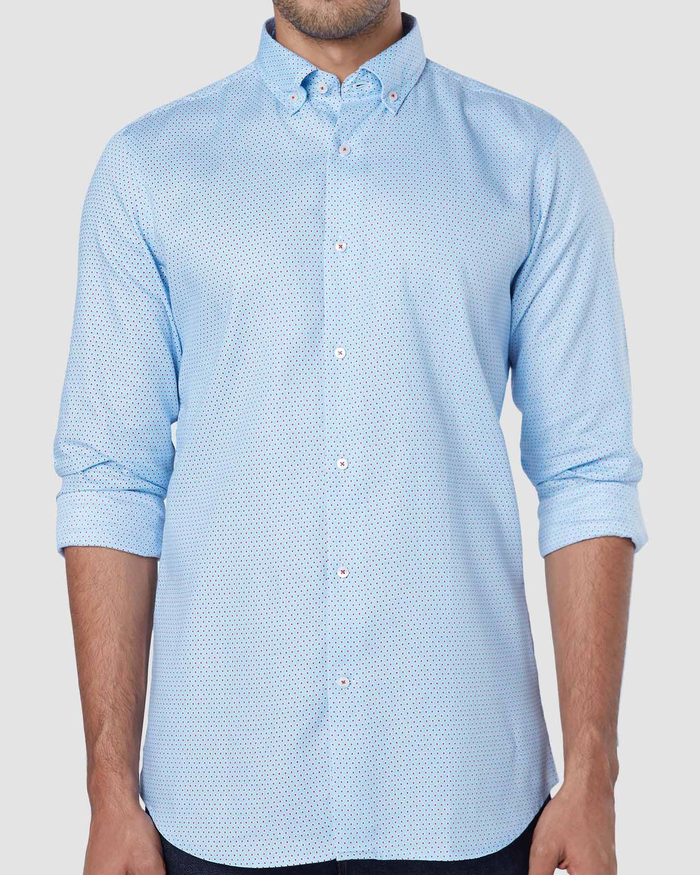 Ruby Red Dotted Print Shirt