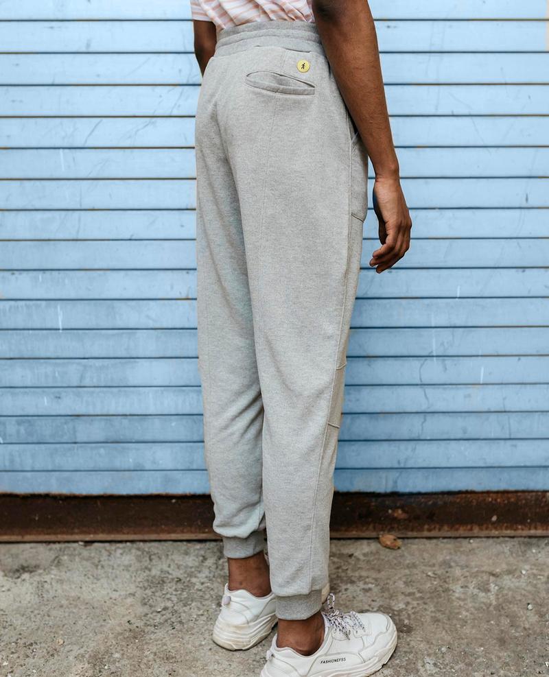 Front Pocket Panelled Grey Melange French Terry Joggers