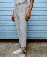 Front Pocket Panelled Grey Melange French Terry Joggers