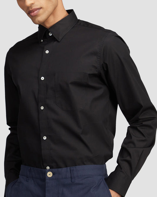 Sooty Black Stretch Poplin Shirt