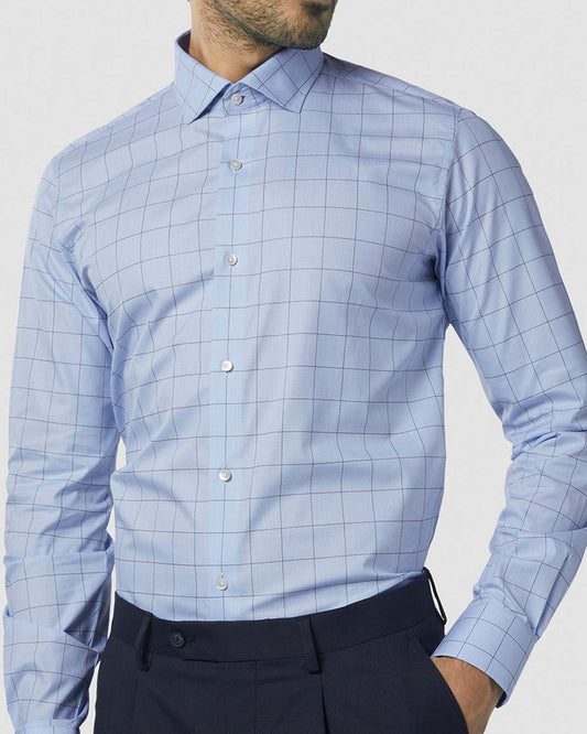 Brown Blue Glen Plaid Checks Shirt