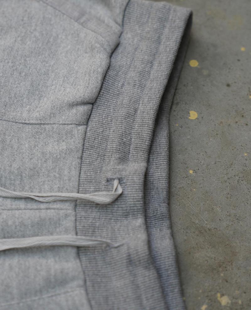 Front Pocket Panelled Grey Melange French Terry Joggers