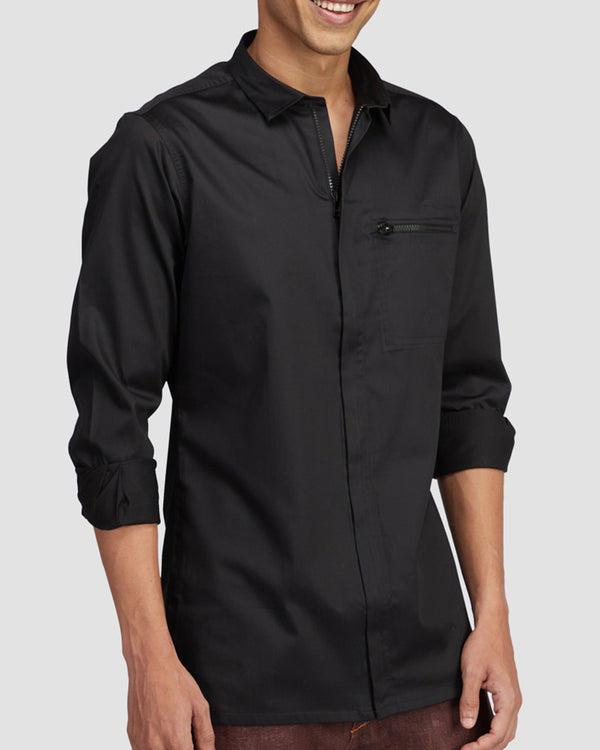 Onyx Black Zipper Shirt