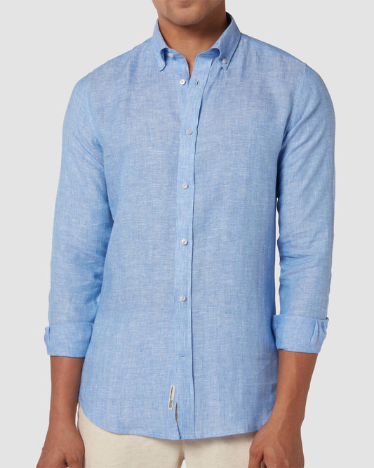 Blue Crackle Linen Shirt