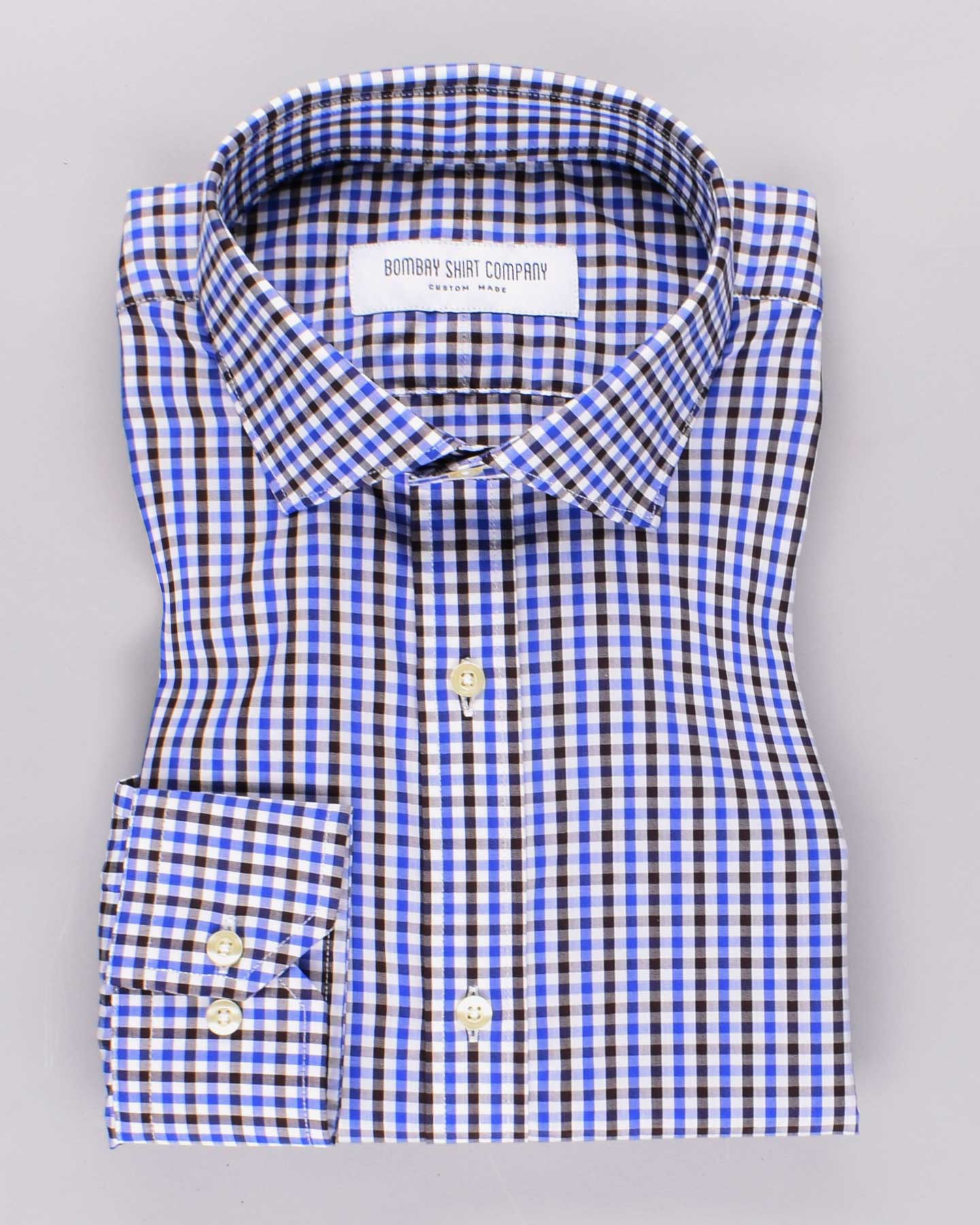 Wrinkle Resistant Charcoal and Indigo Checks Shirt
