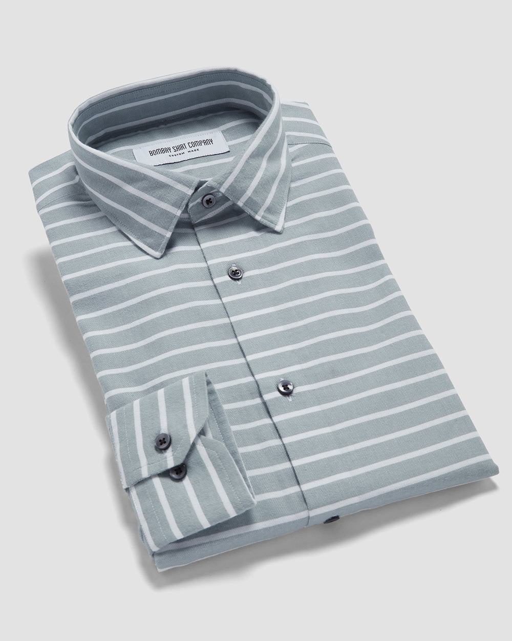 Mushroom Grey Brushed Striped Shirt