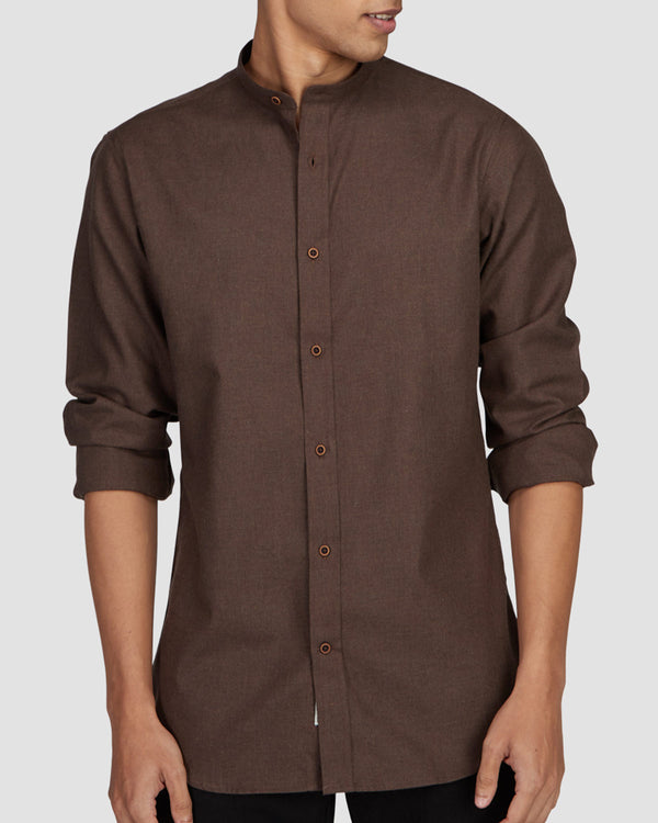 Java Brown Brushed Twill Shirt