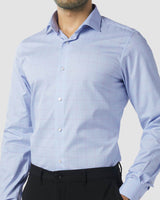 Wrinkle Resistant Blue Glen Plaid Checks Shirt