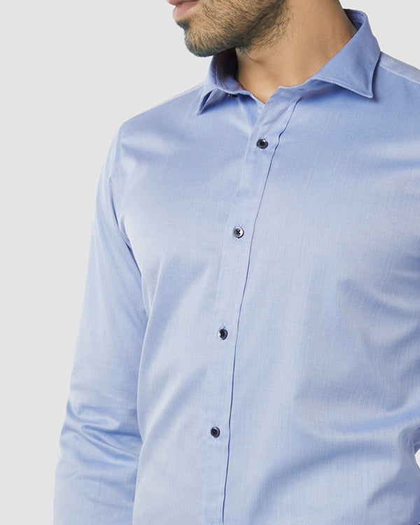 Wrinkle Resistant Premium Azure Herringbone Shirt