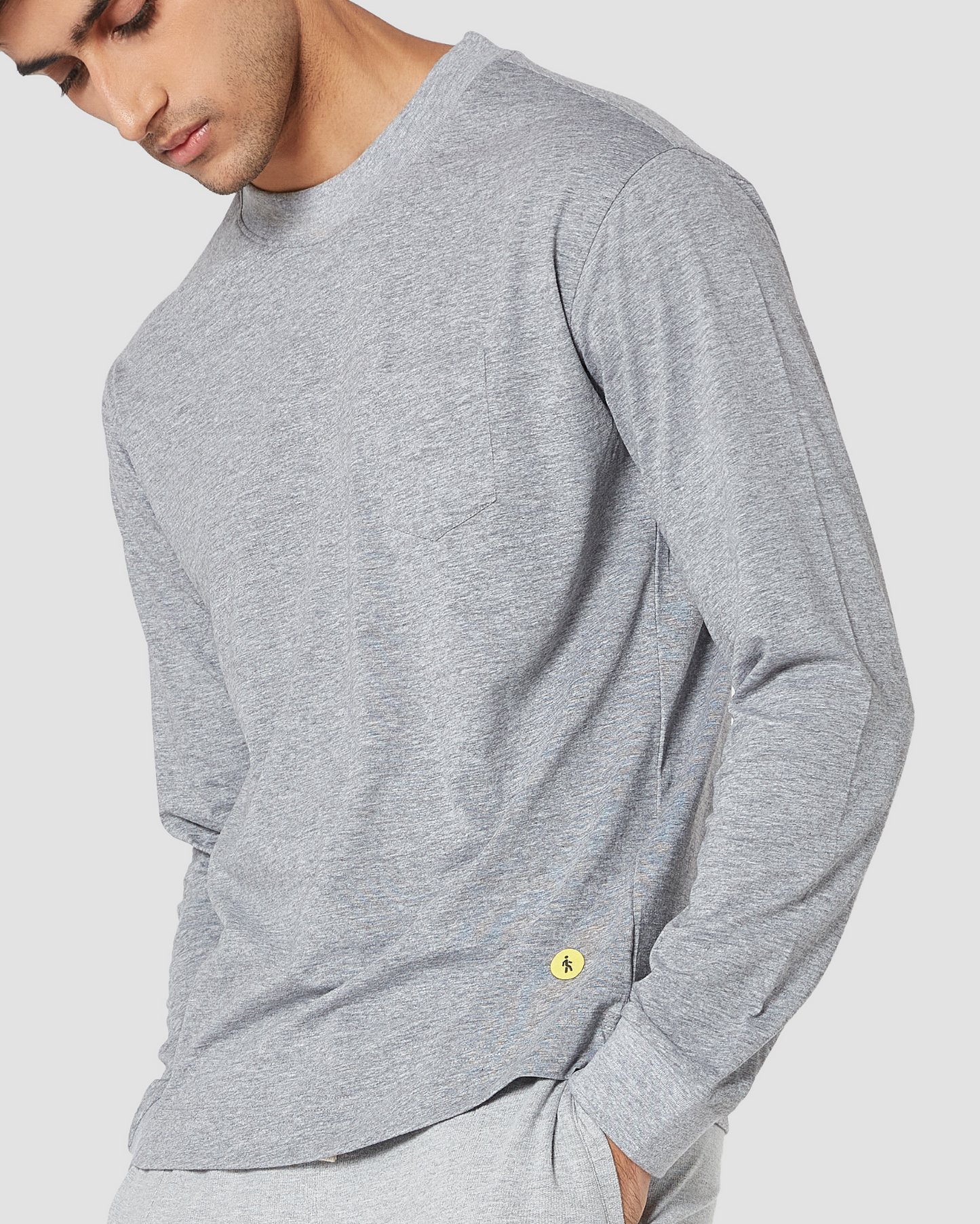 Retro boxing Grey Melange Long Sleeves T-Shirt